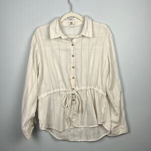 Dizzy Lizzy XL cotton blend button down drawstring top